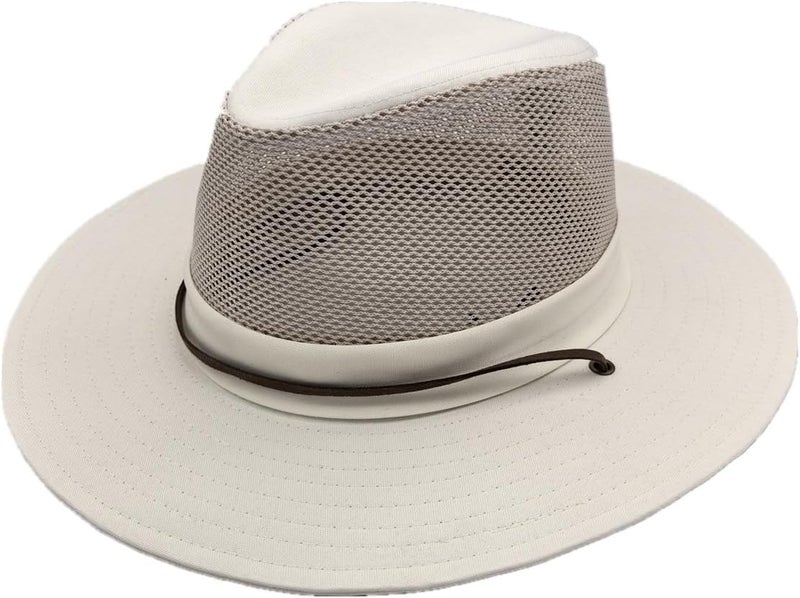 TUREVIEW Store Men's Flat Wide Brim Mesh Safari Outdoor Hat Panama Hat Travel Fishing Hiking with Windproof - Image 1